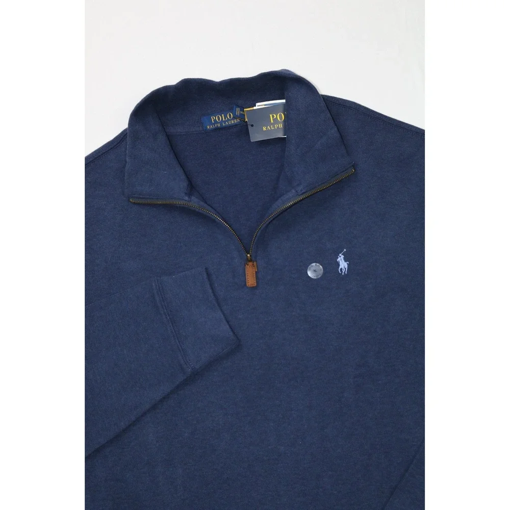 Polo Ralph Lauren Mens 1/4 Zip Sweater Spring Navy Blue Small Pony XL Knit
